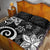 Polynesia Quilt Bed Set Black Tribal Turtle Floral Pattern