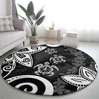 Polynesia Round Carpet Black Tribal Turtle Floral Pattern LT05 - Polynesian Pride