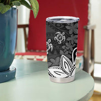 Polynesia Tumbler Cup Black Tribal Turtle Floral Pattern