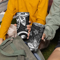 Polynesia Tumbler Cup Black Tribal Turtle Floral Pattern