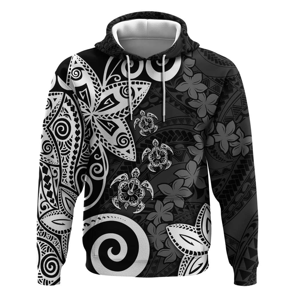 Polynesia Zip Hoodie Black Tribal Turtle Floral Pattern LT05 Pullover Hoodie Black - Polynesian Pride