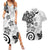 Polynesia Couples Matching Summer Maxi Dress and Hawaiian Shirt White Tribal Turtle Floral Pattern