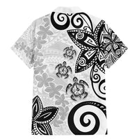 Polynesia Family Matching Mermaid Dress and Hawaiian Shirt White Tribal Turtle Floral Pattern