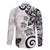 Polynesia Family Matching Off The Shoulder Long Sleeve Dress and Hawaiian Shirt White Tribal Turtle Floral Pattern