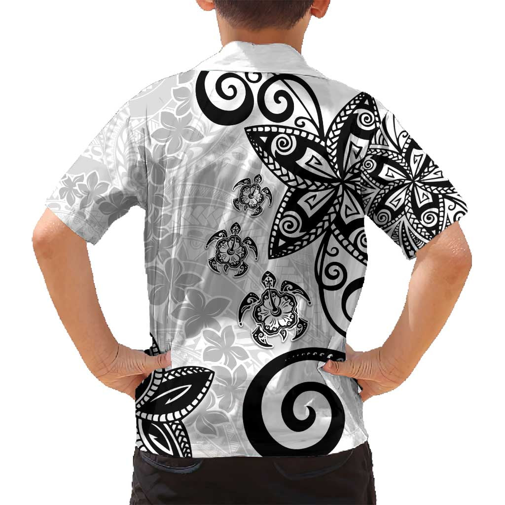 Polynesia Family Matching Off Shoulder Short Dress and Hawaiian Shirt White Tribal Turtle Floral Pattern LT05 - Polynesian Pride