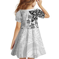 Polynesia Family Matching Summer Maxi Dress and Hawaiian Shirt White Tribal Turtle Floral Pattern LT05 - Polynesian Pride