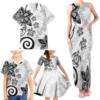 Polynesia Family Matching Tank Maxi Dress and Hawaiian Shirt White Tribal Turtle Floral Pattern LT05 - Polynesian Pride