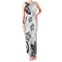 Polynesia Family Matching Tank Maxi Dress and Hawaiian Shirt White Tribal Turtle Floral Pattern LT05 Mom's Dress White - Polynesian Pride