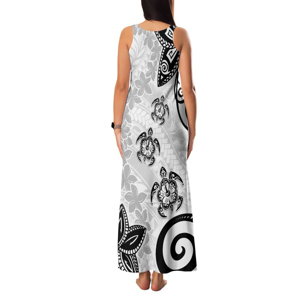 Polynesia Family Matching Tank Maxi Dress and Hawaiian Shirt White Tribal Turtle Floral Pattern LT05 - Polynesian Pride