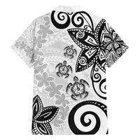 Polynesia Hawaiian Shirt White Tribal Turtle Floral Pattern