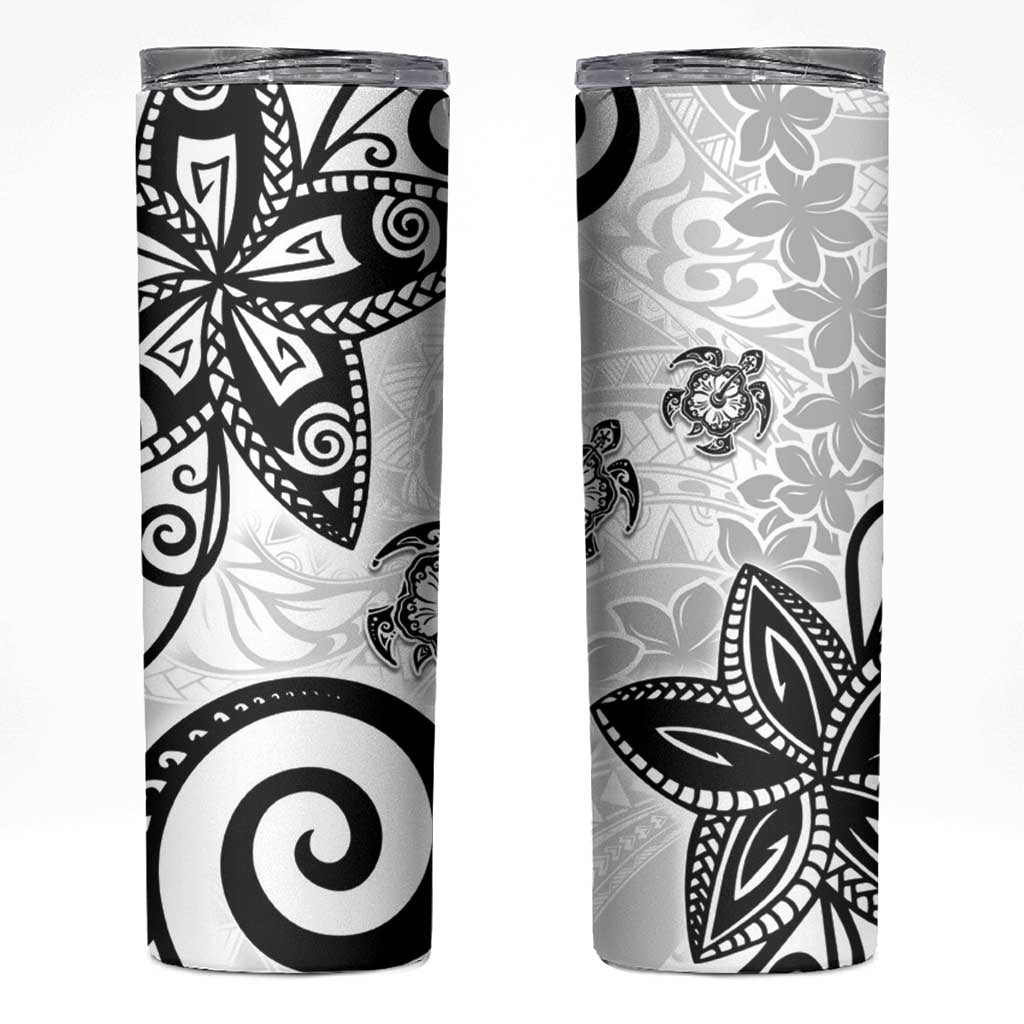 Polynesia Skinny Tumbler White Tribal Turtle Floral Pattern