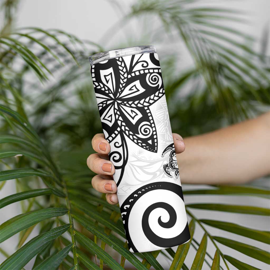 Polynesia Skinny Tumbler White Tribal Turtle Floral Pattern