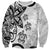 Polynesia Sweatshirt White Tribal Turtle Floral Pattern