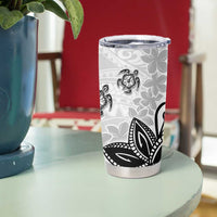 Polynesia Tumbler Cup White Tribal Turtle Floral Pattern