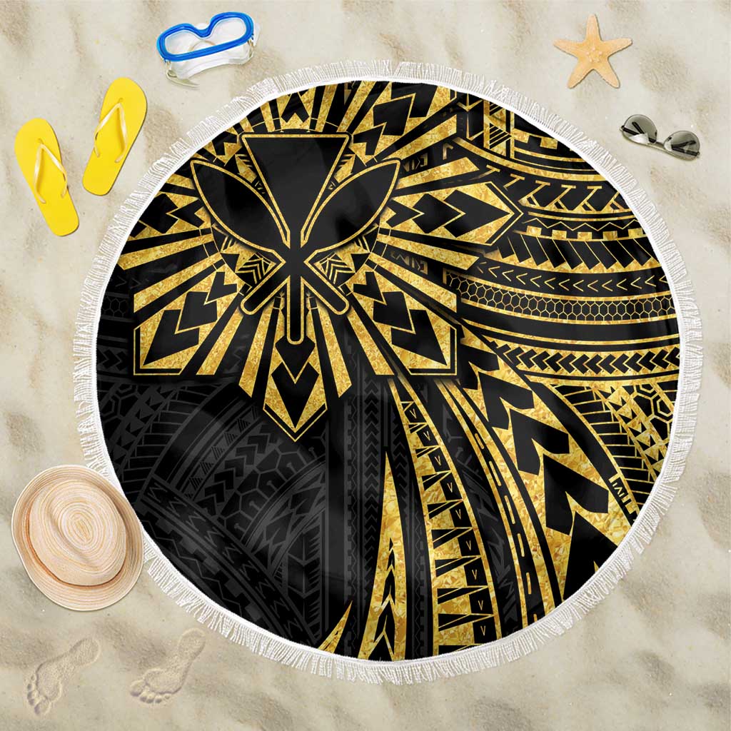 Hawaii And Philippines Beach Blanket Kanaka Maoli With Tribal Sun Together Gold LT05 One Size 150cm Gold - Polynesian Pride