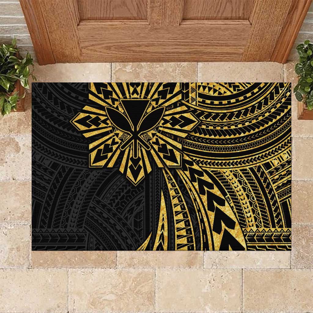 Hawaii And Philippines Rubber Doormat Kanaka Maoli With Tribal Sun Together Gold LT05 Gold - Polynesian Pride