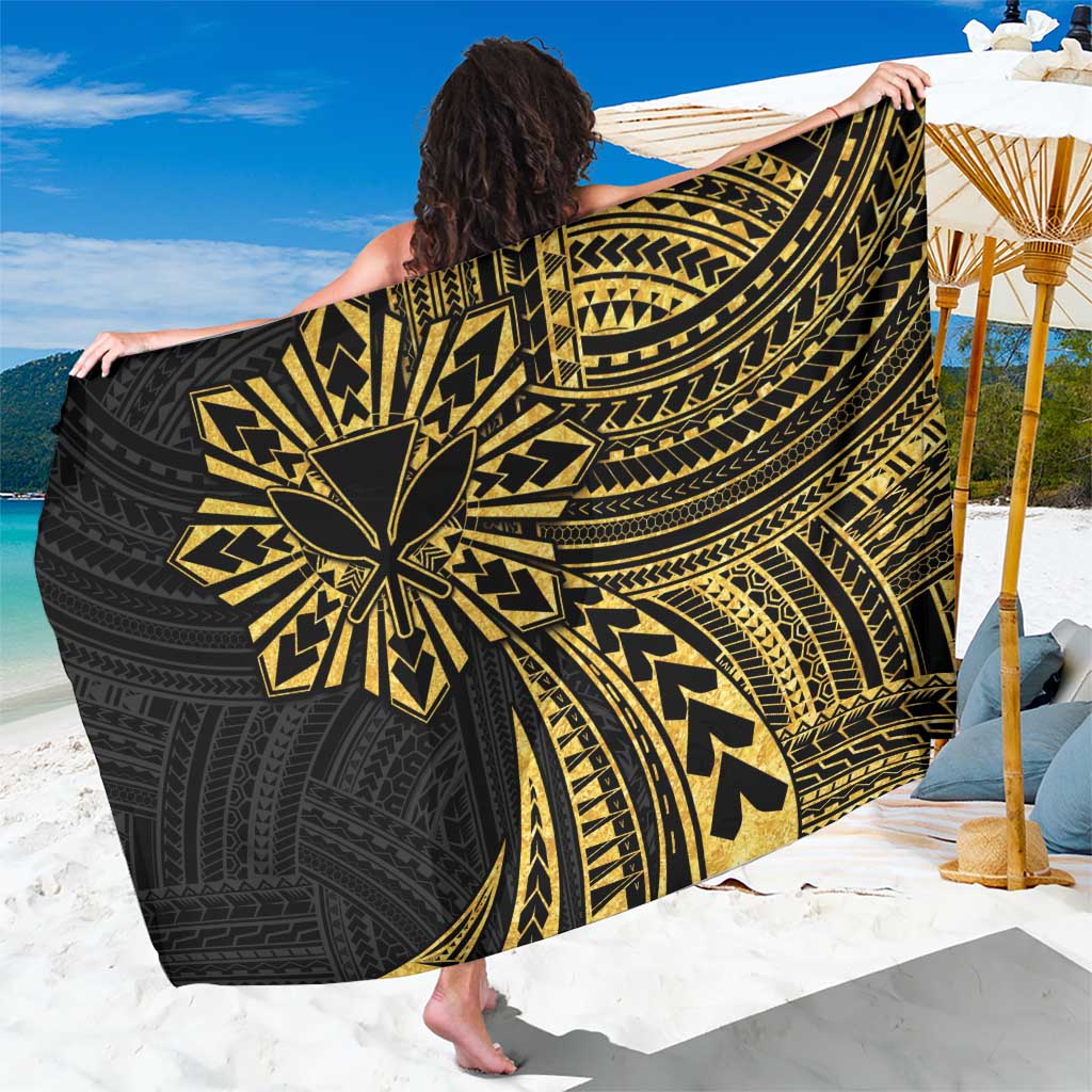 Hawaii And Philippines Sarong Kanaka Maoli With Tribal Sun Together Gold LT05 One Size 44 x 66 inches Gold - Polynesian Pride