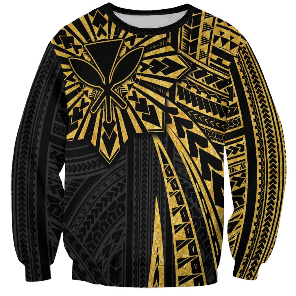 Hawaii And Philippines Sweatshirt Kanaka Maoli With Tribal Sun Together Gold LT05 Unisex Gold - Polynesian Pride