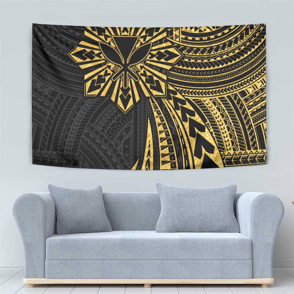 Hawaii And Philippines Tapestry Kanaka Maoli With Tribal Sun Together Gold