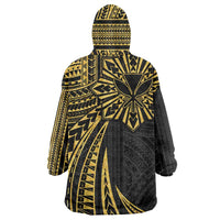 Hawaii And Philippines Wearable Blanket Hoodie Kanaka Maoli With Tribal Sun Together Gold