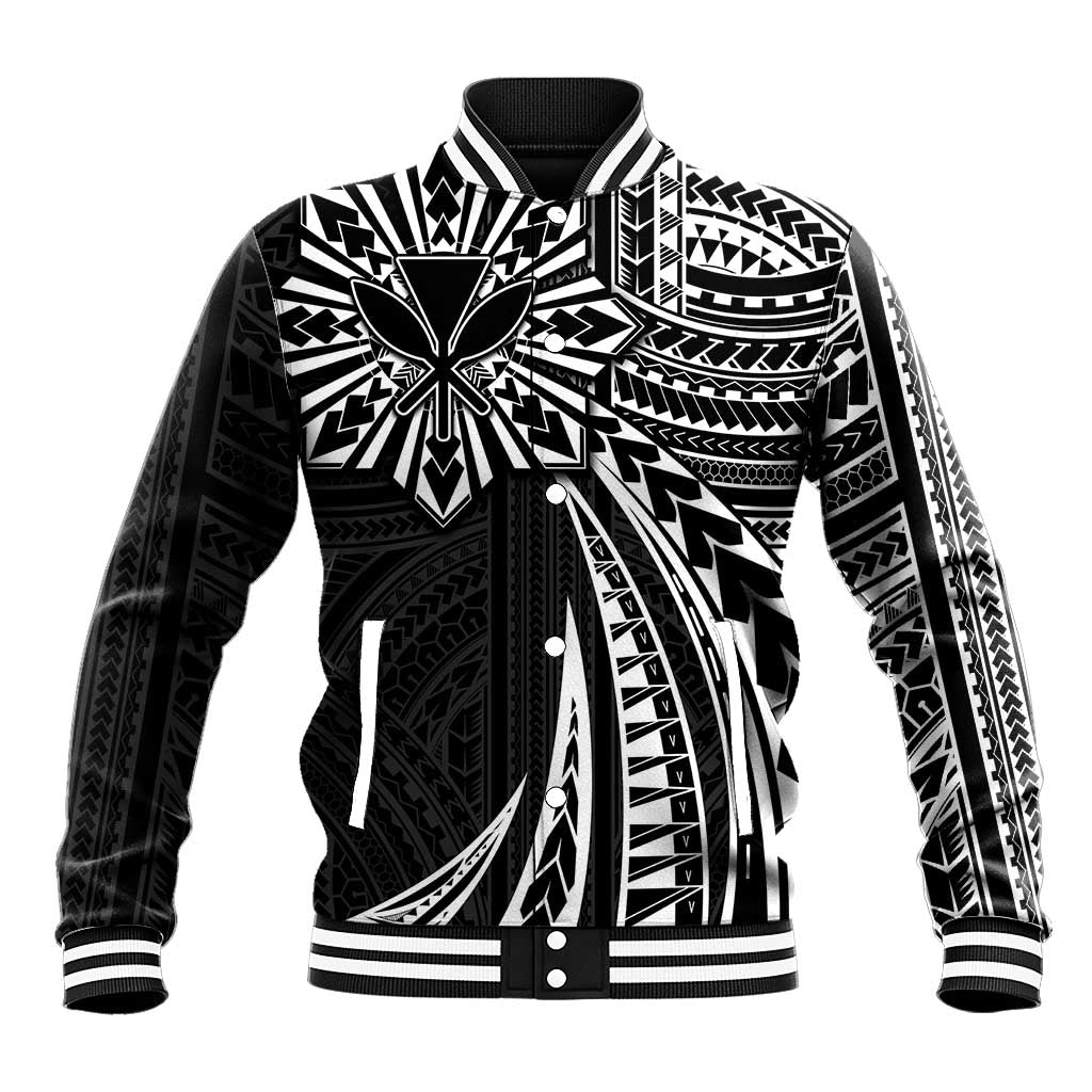 Hawaii And Philippines Baseball Jacket Kanaka Maoli With Tribal Sun Together Black LT05 Unisex Black - Polynesian Pride