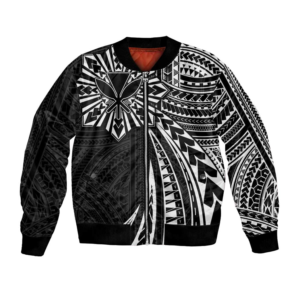 Hawaii And Philippines Bomber Jacket Kanaka Maoli With Tribal Sun Together Black LT05 Unisex Black - Polynesian Pride