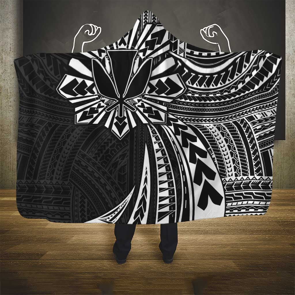 Hawaii And Philippines Hooded Blanket Kanaka Maoli With Tribal Sun Together Black