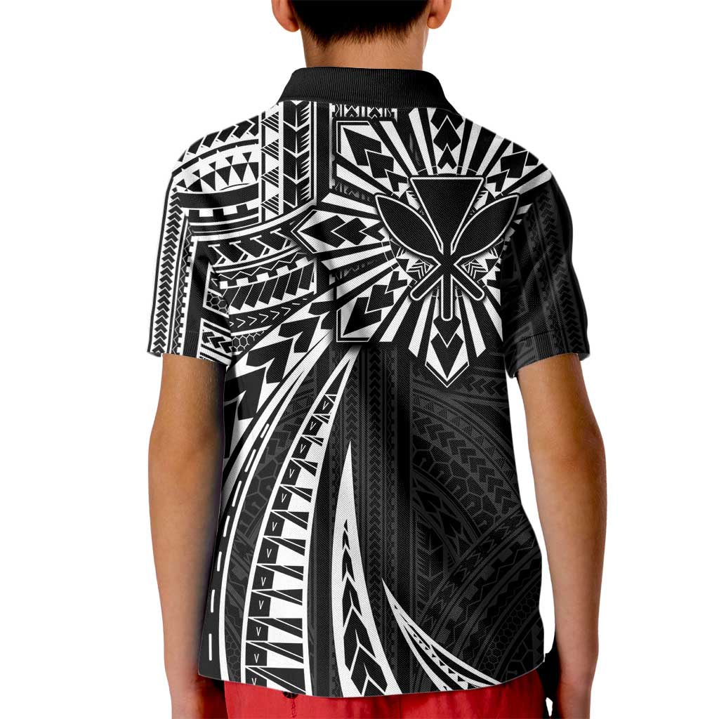 Hawaii And Philippines Kid Polo Shirt Kanaka Maoli With Tribal Sun Together Black