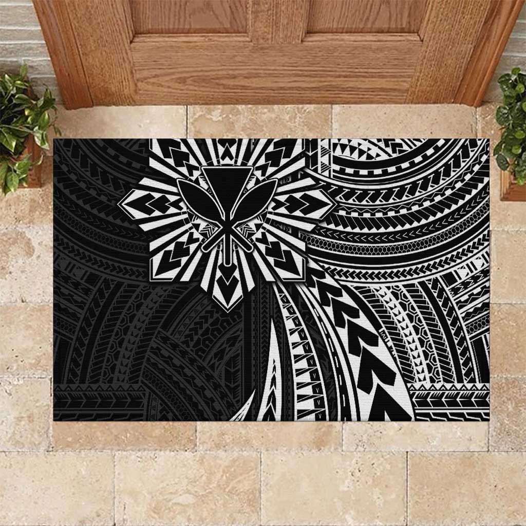 Hawaii And Philippines Rubber Doormat Kanaka Maoli With Tribal Sun Together Black LT05 Black - Polynesian Pride