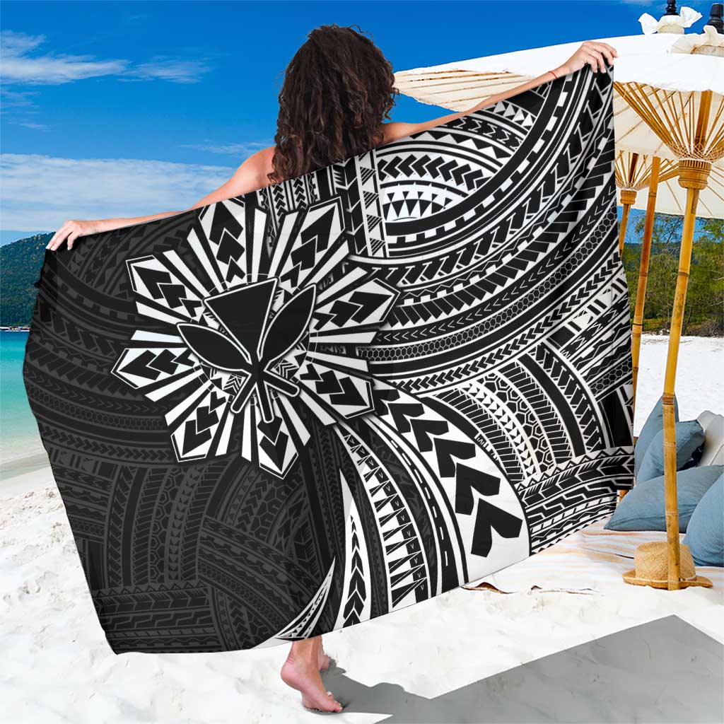 Hawaii And Philippines Sarong Kanaka Maoli With Tribal Sun Together Black LT05 One Size 44 x 66 inches Black - Polynesian Pride