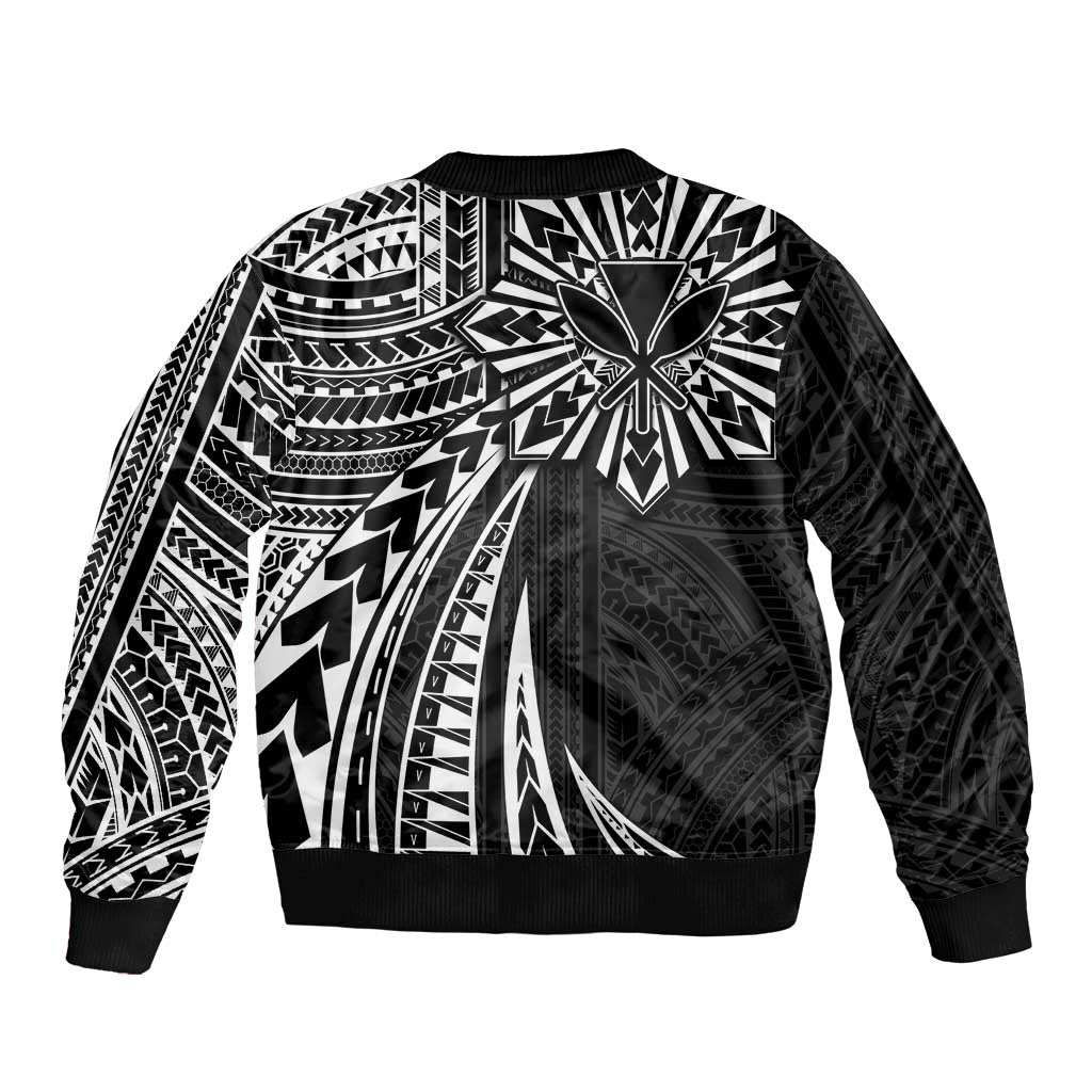 Hawaii And Philippines Sleeve Zip Bomber Jacket Kanaka Maoli With Tribal Sun Together Black