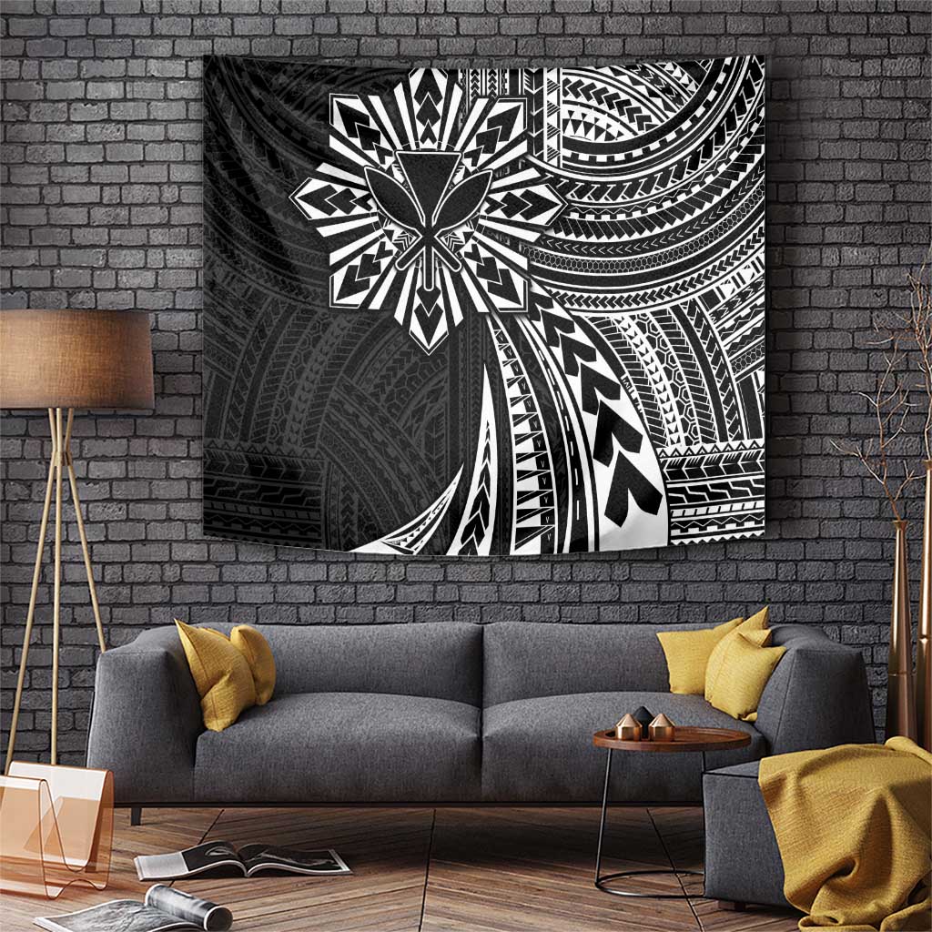 Hawaii And Philippines Tapestry Kanaka Maoli With Tribal Sun Together Black LT05 Black - Polynesian Pride