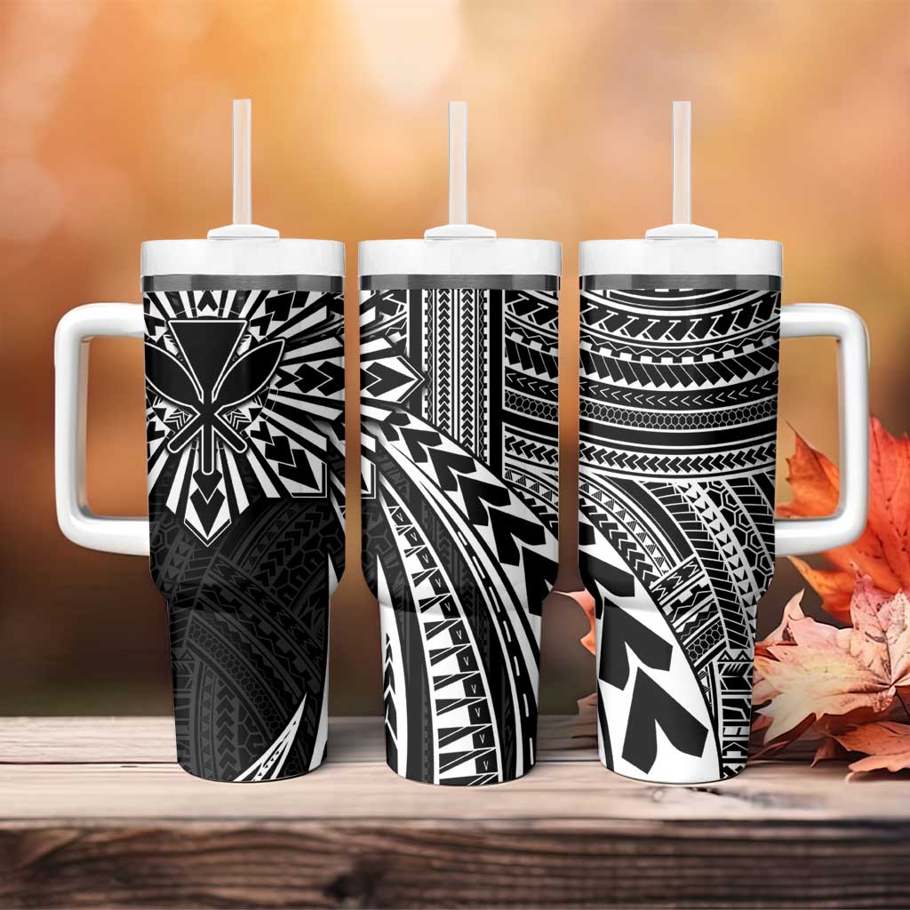 Hawaii And Philippines Tumbler With Handle Kanaka Maoli With Tribal Sun Together Black