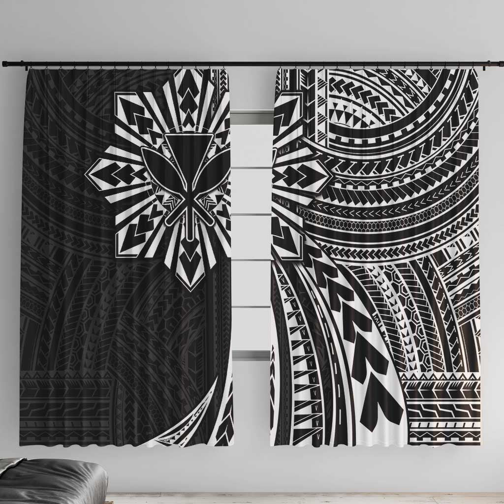 Hawaii And Philippines Window Curtain Kanaka Maoli With Tribal Sun Together Black LT05 With Hooks Black - Polynesian Pride