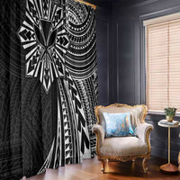 Hawaii And Philippines Window Curtain Kanaka Maoli With Tribal Sun Together Black LT05 - Polynesian Pride