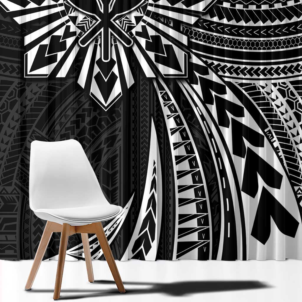 Hawaii And Philippines Window Curtain Kanaka Maoli With Tribal Sun Together Black LT05 - Polynesian Pride