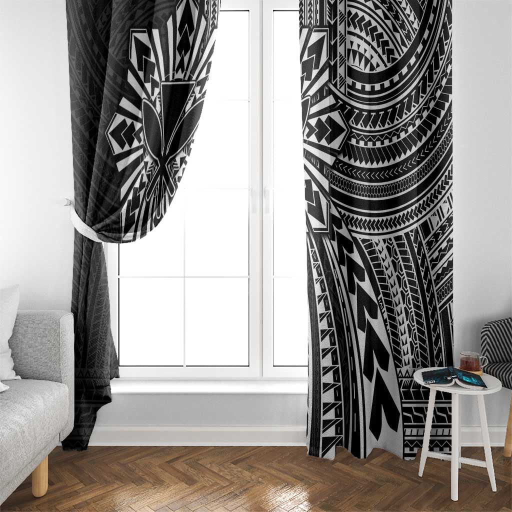Hawaii And Philippines Window Curtain Kanaka Maoli With Tribal Sun Together Black LT05 - Polynesian Pride