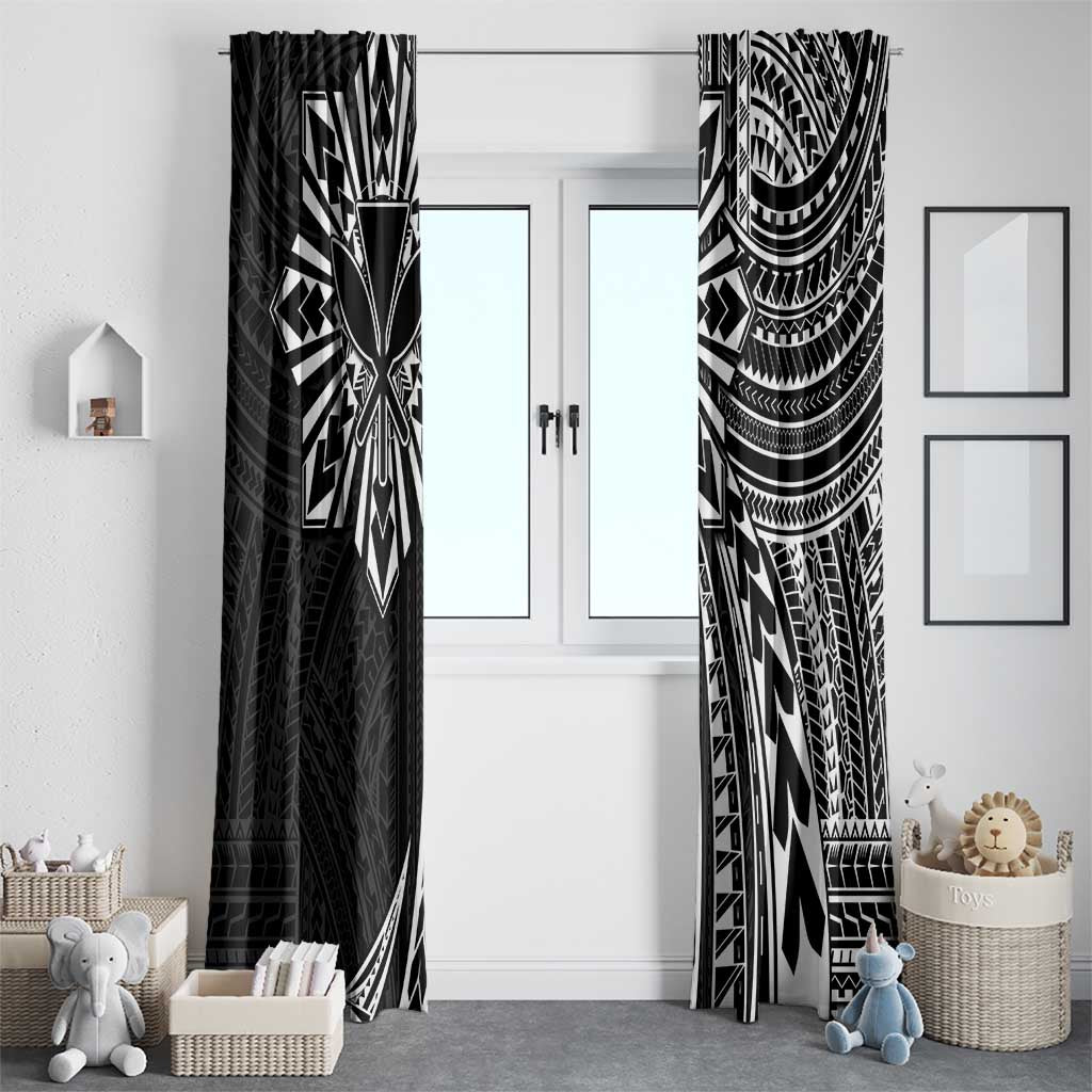 Hawaii And Philippines Window Curtain Kanaka Maoli With Tribal Sun Together Black LT05 - Polynesian Pride
