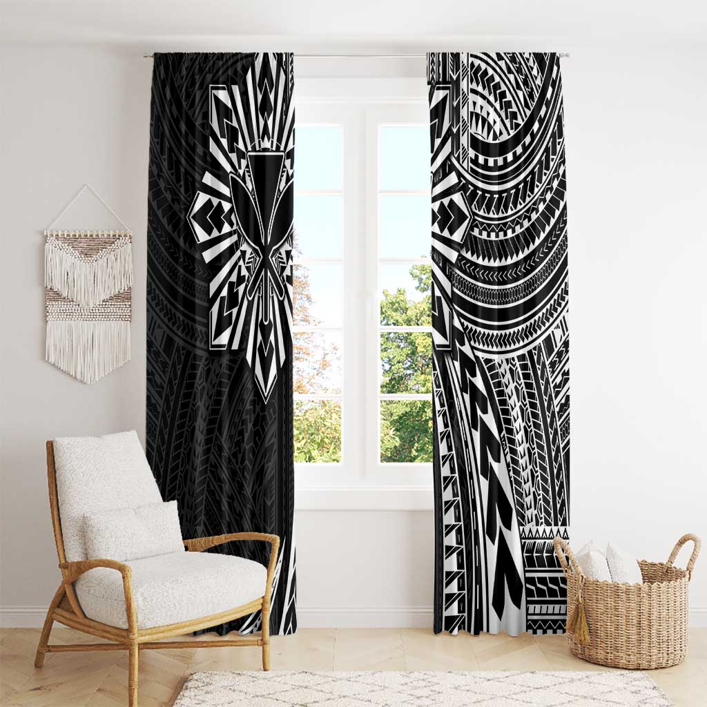 Hawaii And Philippines Window Curtain Kanaka Maoli With Tribal Sun Together Black LT05 - Polynesian Pride