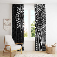 Hawaii And Philippines Window Curtain Kanaka Maoli With Tribal Sun Together Black LT05 - Polynesian Pride