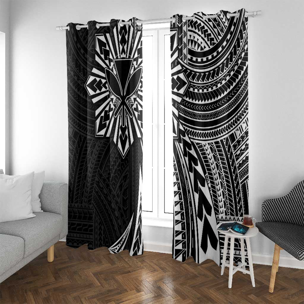 Hawaii And Philippines Window Curtain Kanaka Maoli With Tribal Sun Together Black LT05 With Grommets Black - Polynesian Pride