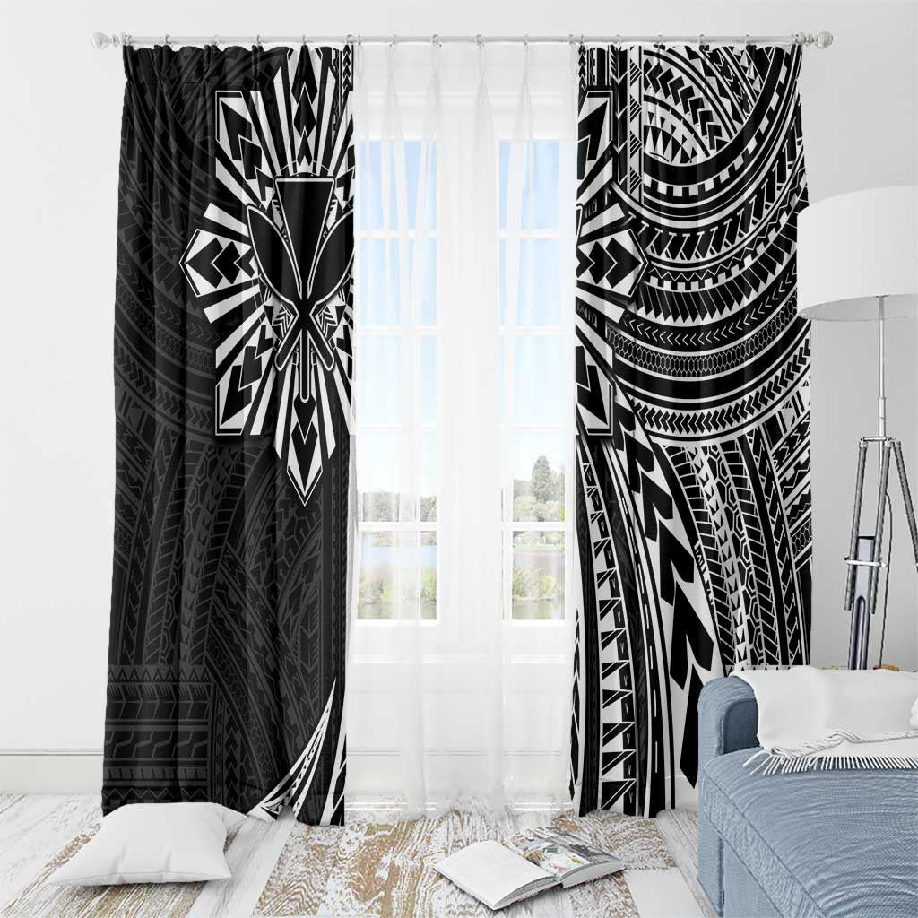 Hawaii And Philippines Window Curtain Kanaka Maoli With Tribal Sun Together Black LT05 - Polynesian Pride