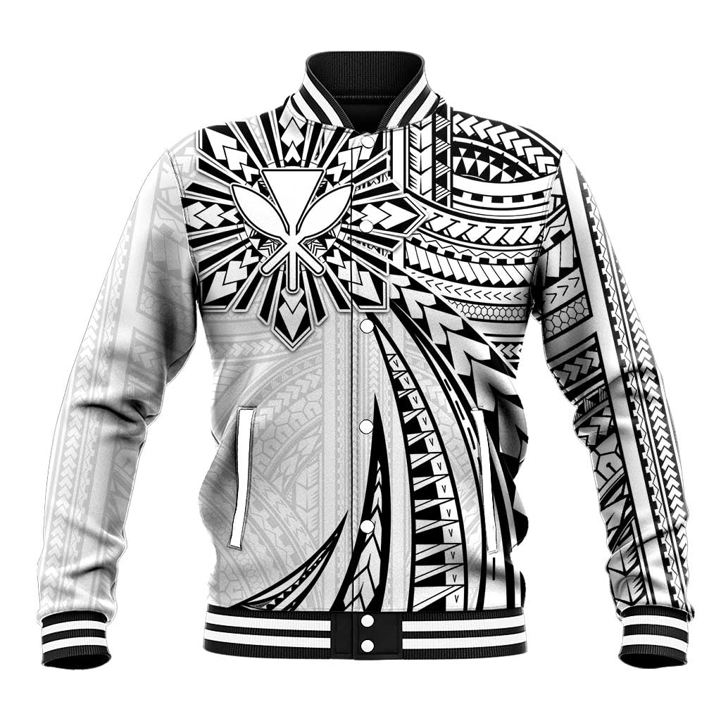 Hawaii And Philippines Baseball Jacket Kanaka Maoli With Tribal Sun Together White LT05 Unisex White - Polynesian Pride