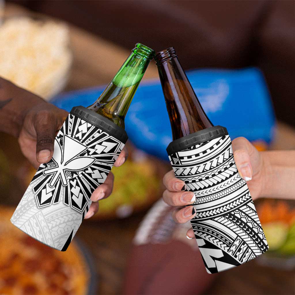 Hawaii And Philippines 4 in 1 Can Cooler Tumbler Kanaka Maoli With Tribal Sun Together White
