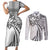 Hawaii And Philippines Couples Matching Short Sleeve Bodycon Dress and Long Sleeve Button Shirt Kanaka Maoli With Tribal Sun Together White