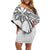Hawaii And Philippines Family Matching Off Shoulder Short Dress and Hawaiian Shirt Kanaka Maoli With Tribal Sun Together White