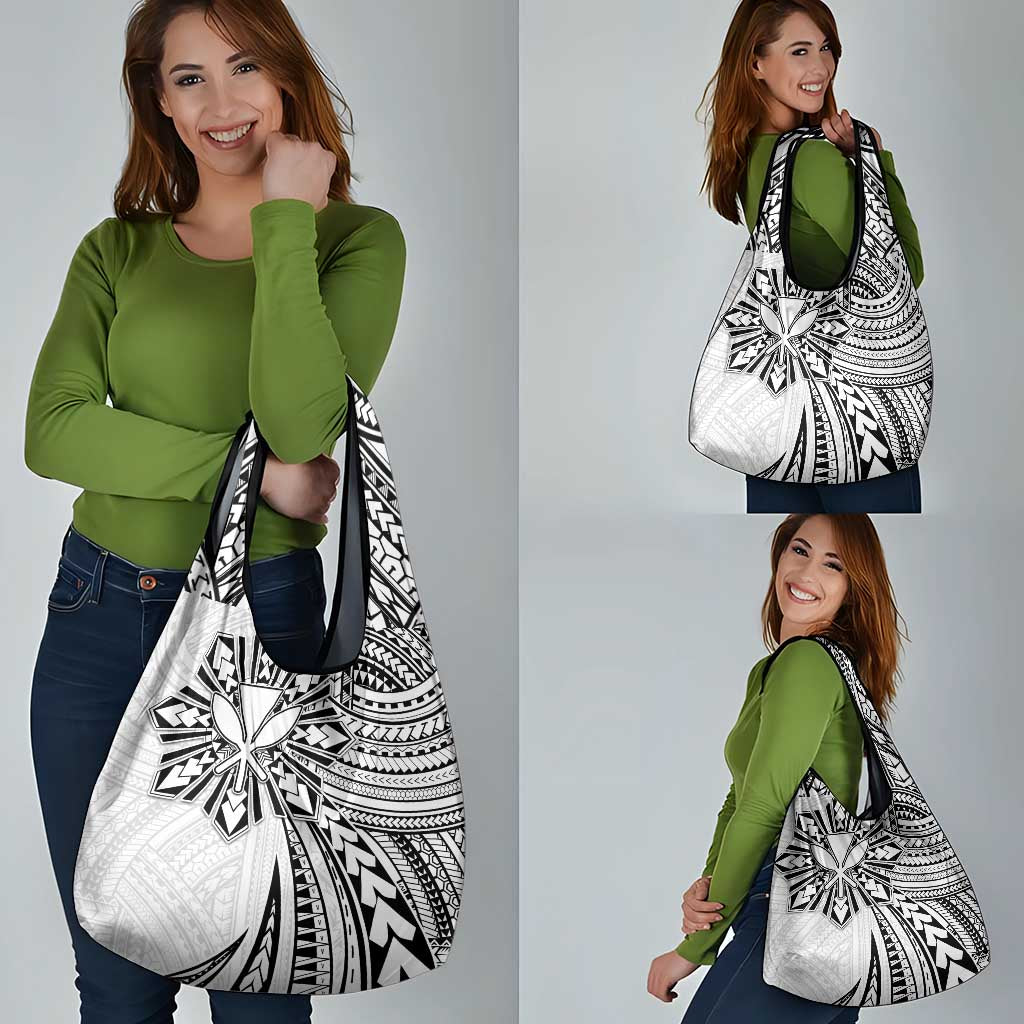 Hawaii And Philippines Grocery Bag Kanaka Maoli With Tribal Sun Together White