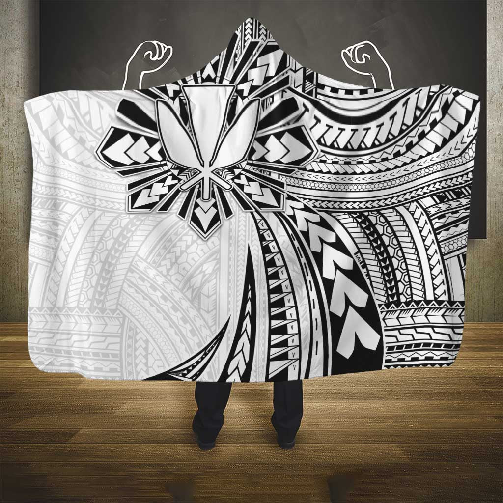 Hawaii And Philippines Hooded Blanket Kanaka Maoli With Tribal Sun Together White