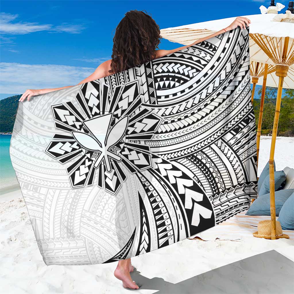 Hawaii And Philippines Sarong Kanaka Maoli With Tribal Sun Together White LT05 One Size 44 x 66 inches White - Polynesian Pride