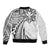 Hawaii And Philippines Sleeve Zip Bomber Jacket Kanaka Maoli With Tribal Sun Together White